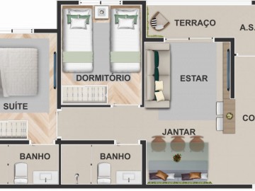 2 dormitrios com sute